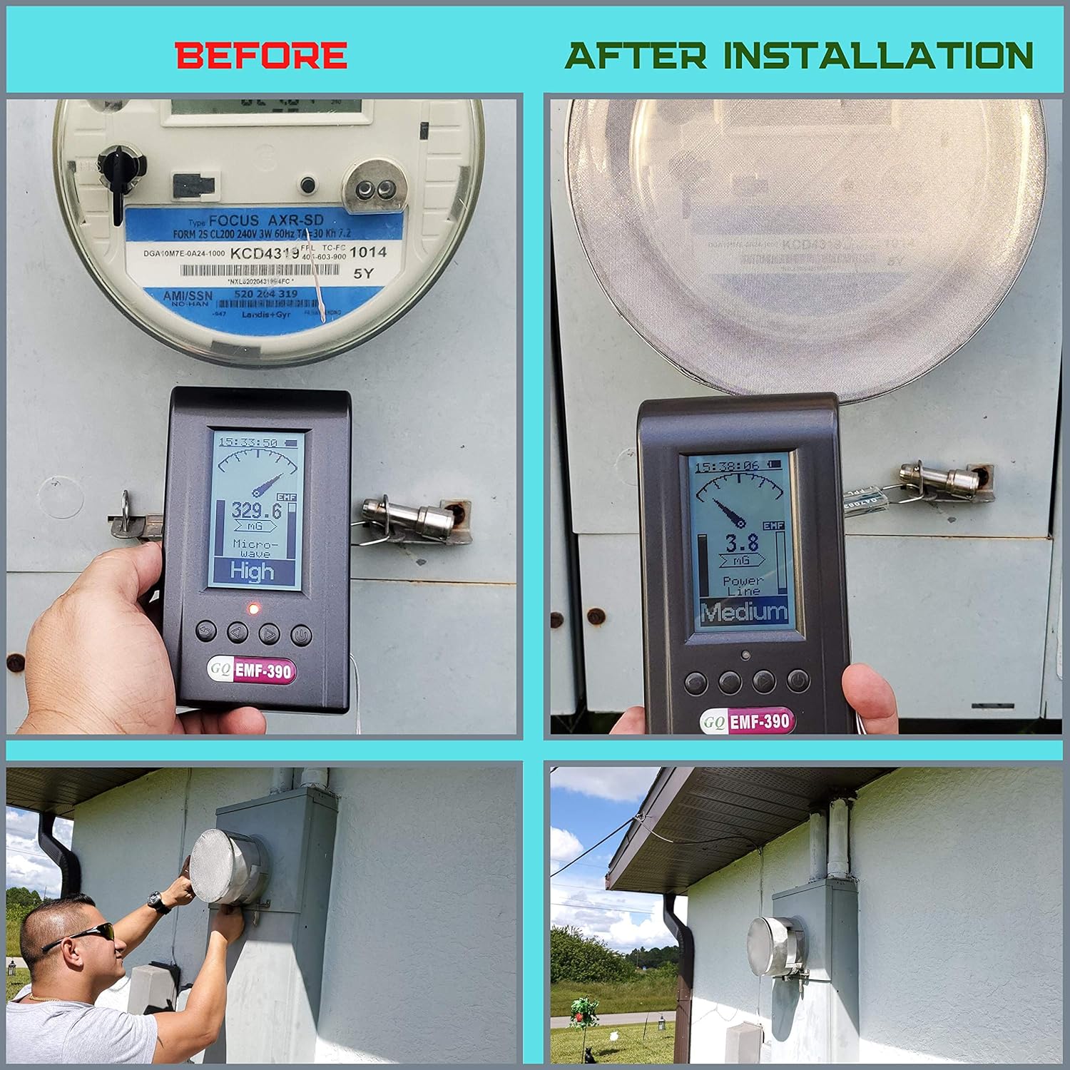 OMPERIO Smart Meter Cover RF-Radiation Shield Guard EMF Protecction Stainlees Steel 316 Faraday Cage with Screw Nut Rubber Strips and Installation