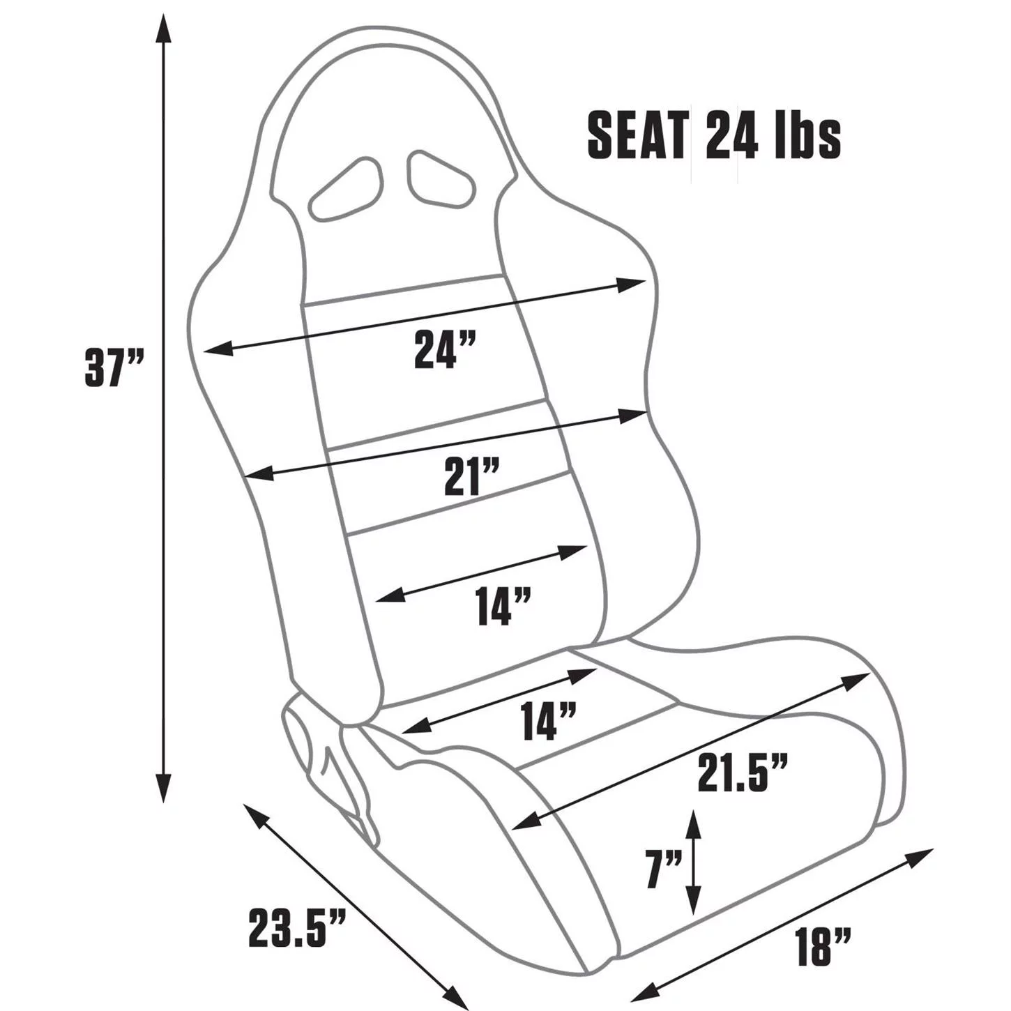 ProCar by Scat 80-1605-62R SPORTSMAN Gray Vinyl/Velour Right Racing Seat