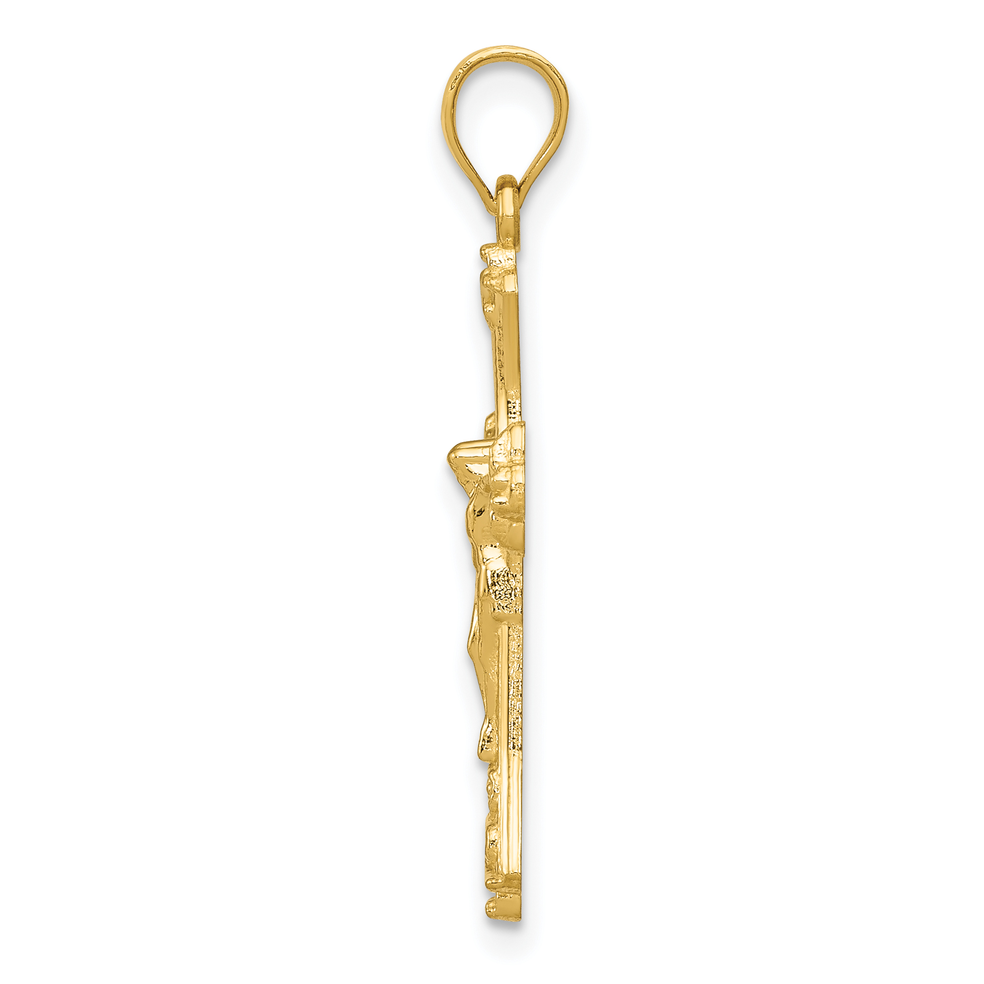 Carat in Karats 14K Yellow Gold Crucifix Pendant Charm (29mm x 16mm)