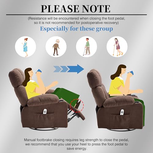 Recliner Chair with Massage and Heat, Rocker Recliner Chairs for Adults, Overstuffed Nursery Rocking Chairs for Living Room