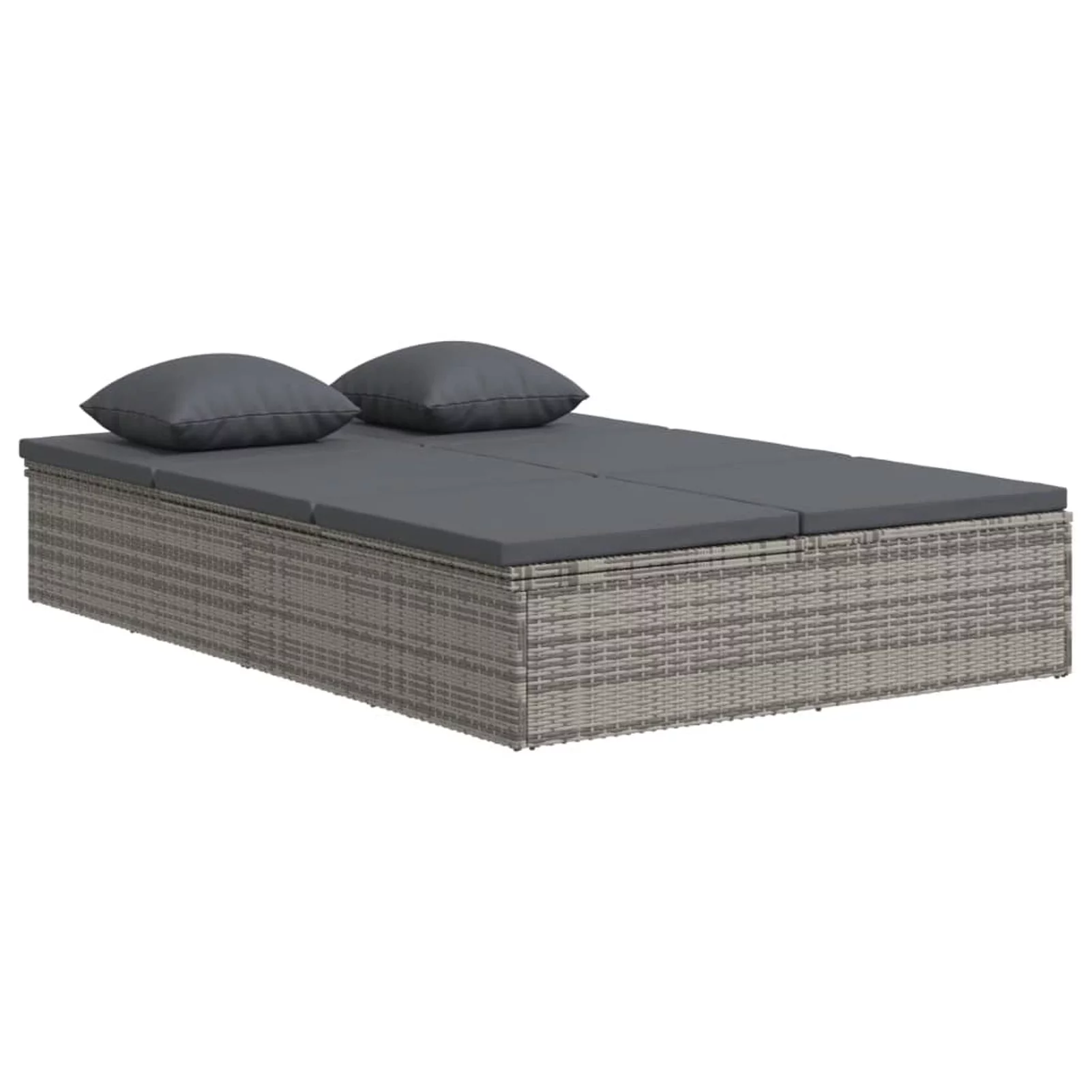 Htovila Convertible Sun Bed with Cushions Poly Rattan Dark Gray