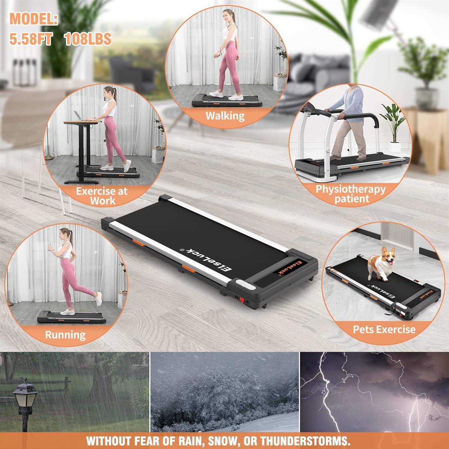 Elseluck Walking Pad Under Desk Treadmill for Home Office 2 in 1 Portable Walking Treadmill with Remote Control - Sports Supplies Online Store