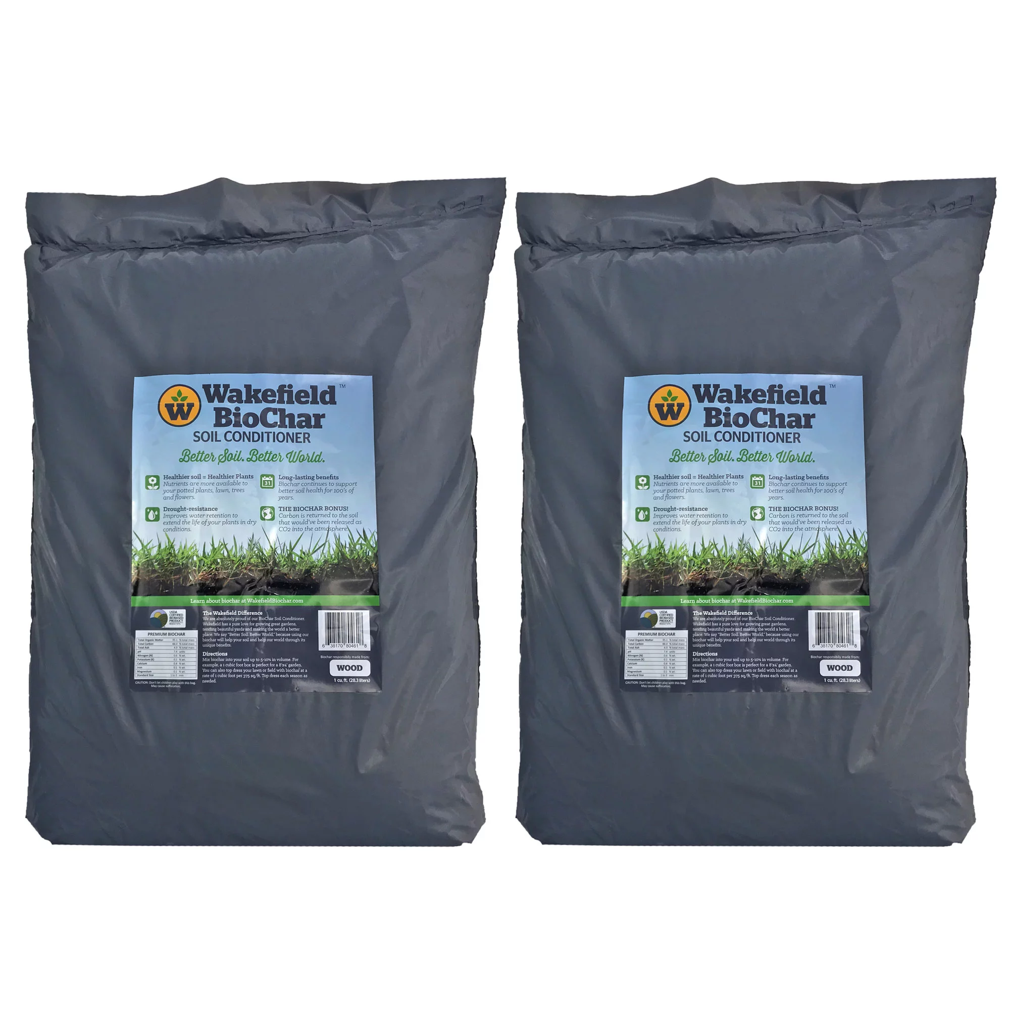 Wakefield 1 Cu Ft Bag Premium Biochar Organic Garden Soil Conditioner (2 Pack) - Curated Treasures Market