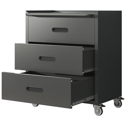 Metal Garage Storage Cabinet with Wheels,Locking Rolling Tool Cabinet with Drawers and Shelves for Home, Office, Garage & Workshop