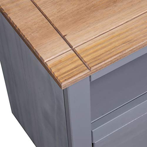 Corner TV Stand Gray 36.6"x19.3"x19.3" Solid Pine Panama Range,Multipurpose Corner TV Stand with Drawers and Open Storage for Living Room