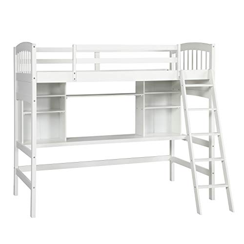 Harper & Bright Designs Full Size Loft Bed with Wardrobe and Desk, Solid Wood Loft Bed Frame with Storage, for Kids Teens Adults (Full Size, White)