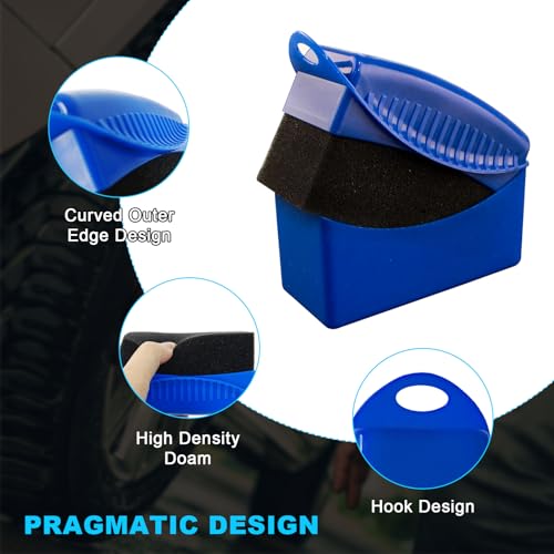 Augeny Tire Dressing Applicator, Reusable Car Tire Shine Sponge Applicator Pad with Lid