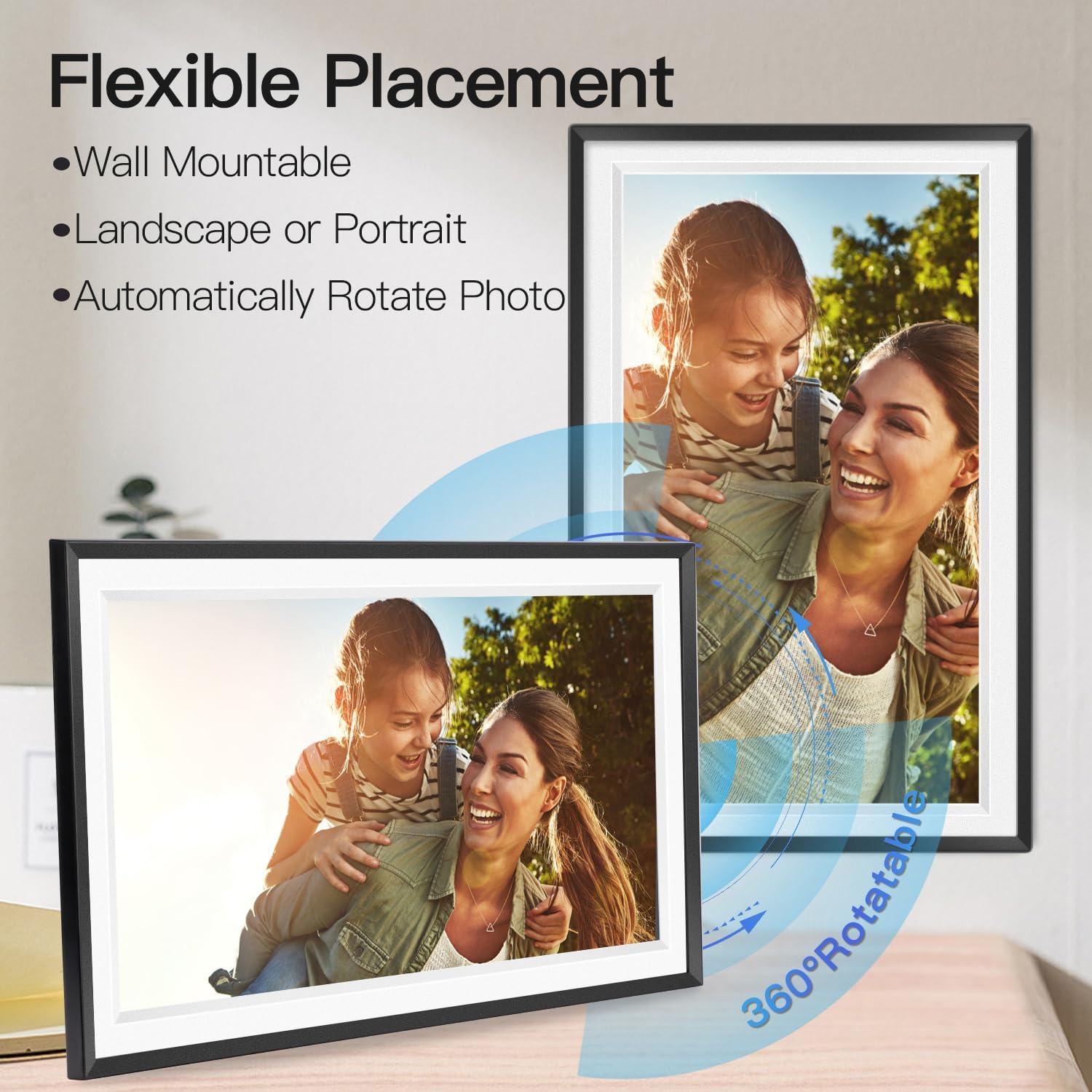 15.6Inch Touch Screen Large Digital Picture Frame,1920 * 1080 FHD WiFi Digital Photo Frame with 32GB Storage, Wall Mountable