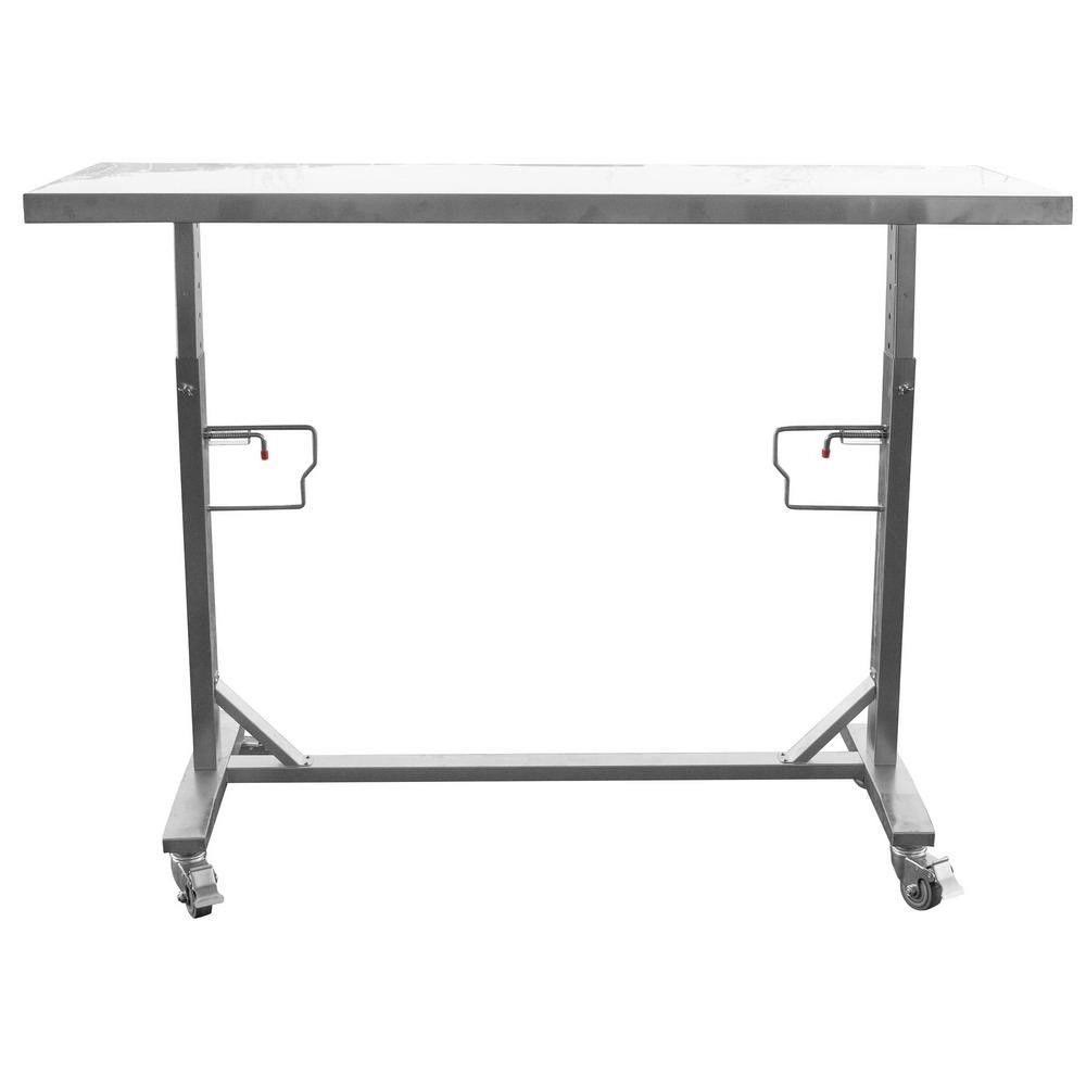 Sportsman Stainless Steel Adjustable Height Work Kitchen Utility Table with Locking Casters, Silver