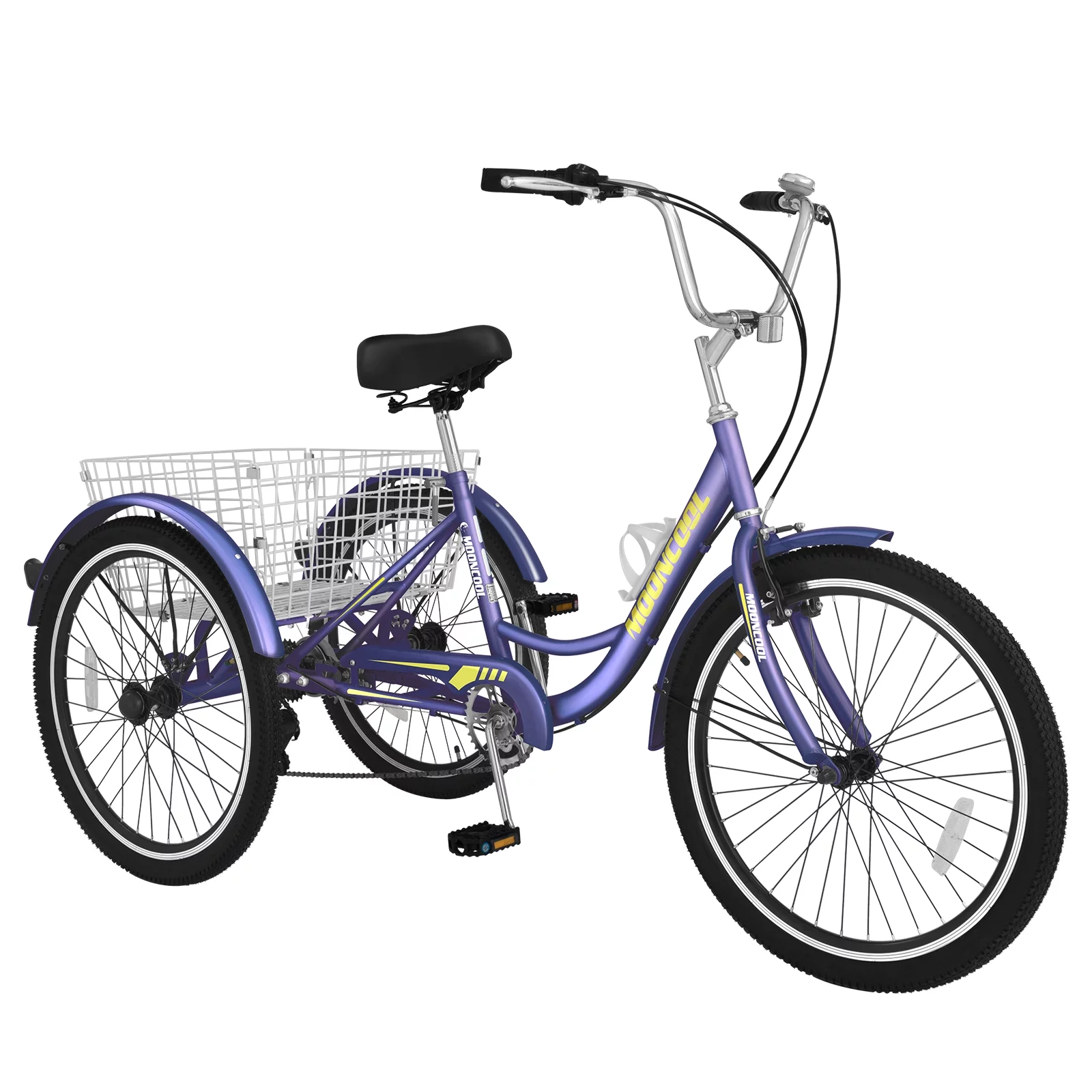 Lilypelle 20" Wheels 7 Speed Adult Tricycle with Basket Adult Cruiser Bike,Purple - Curated Treasures Market