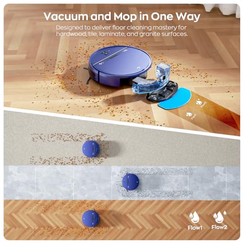 Robot Vacuum and Mop Combo, 2-in-1 Mopping Robot Vacuum Cleaner with 2300Pa Suction, 2.87'' Slim Design, Wi-Fi/App/Voice Control