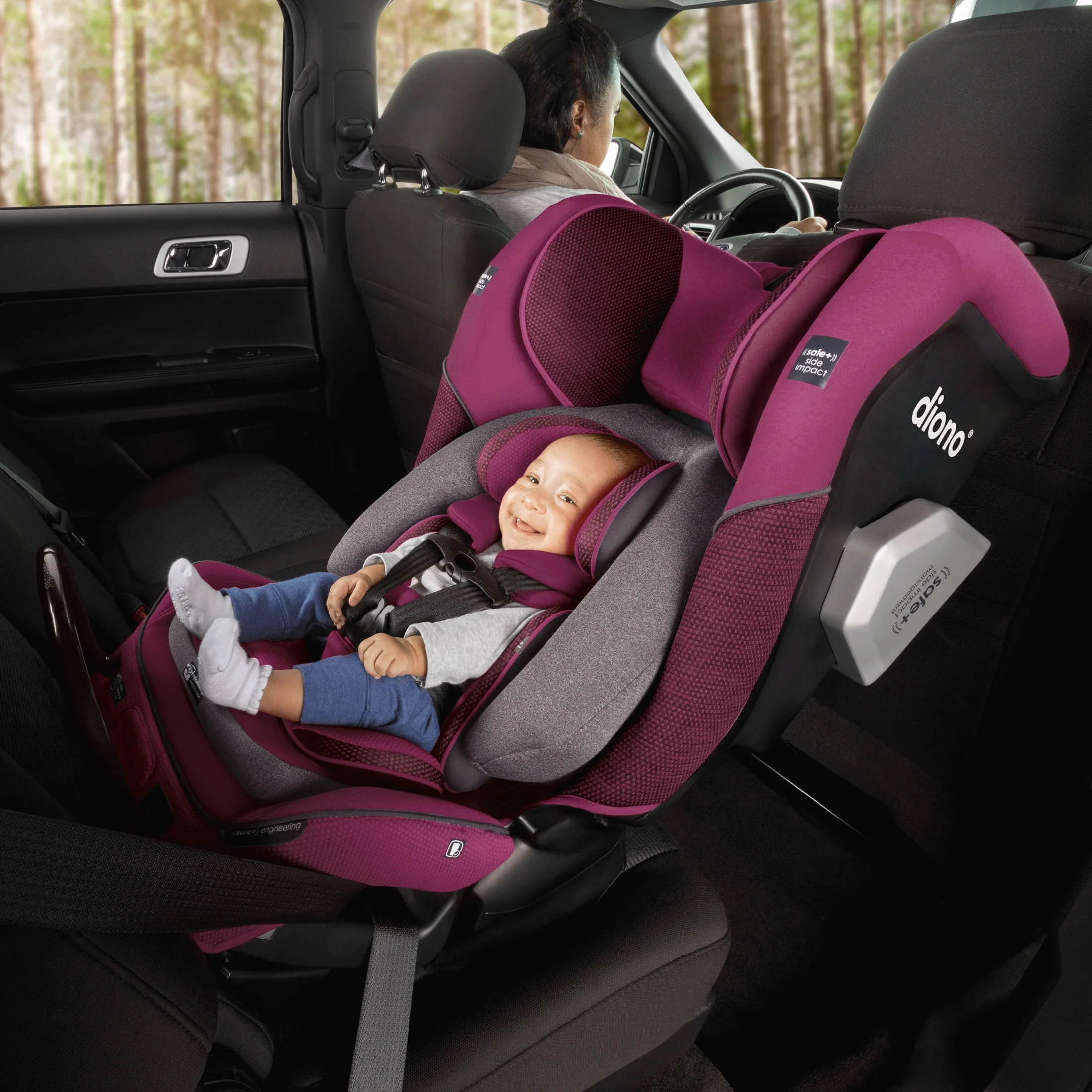 Diono Radian 3QXT SafePlus All-in-One Convertible Car Seat, Slim Fit 3 Across, Red