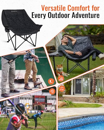 KingCamp Oversized XL Camping Chair, Heavy Duty 500lbs Folding Couch for Adults