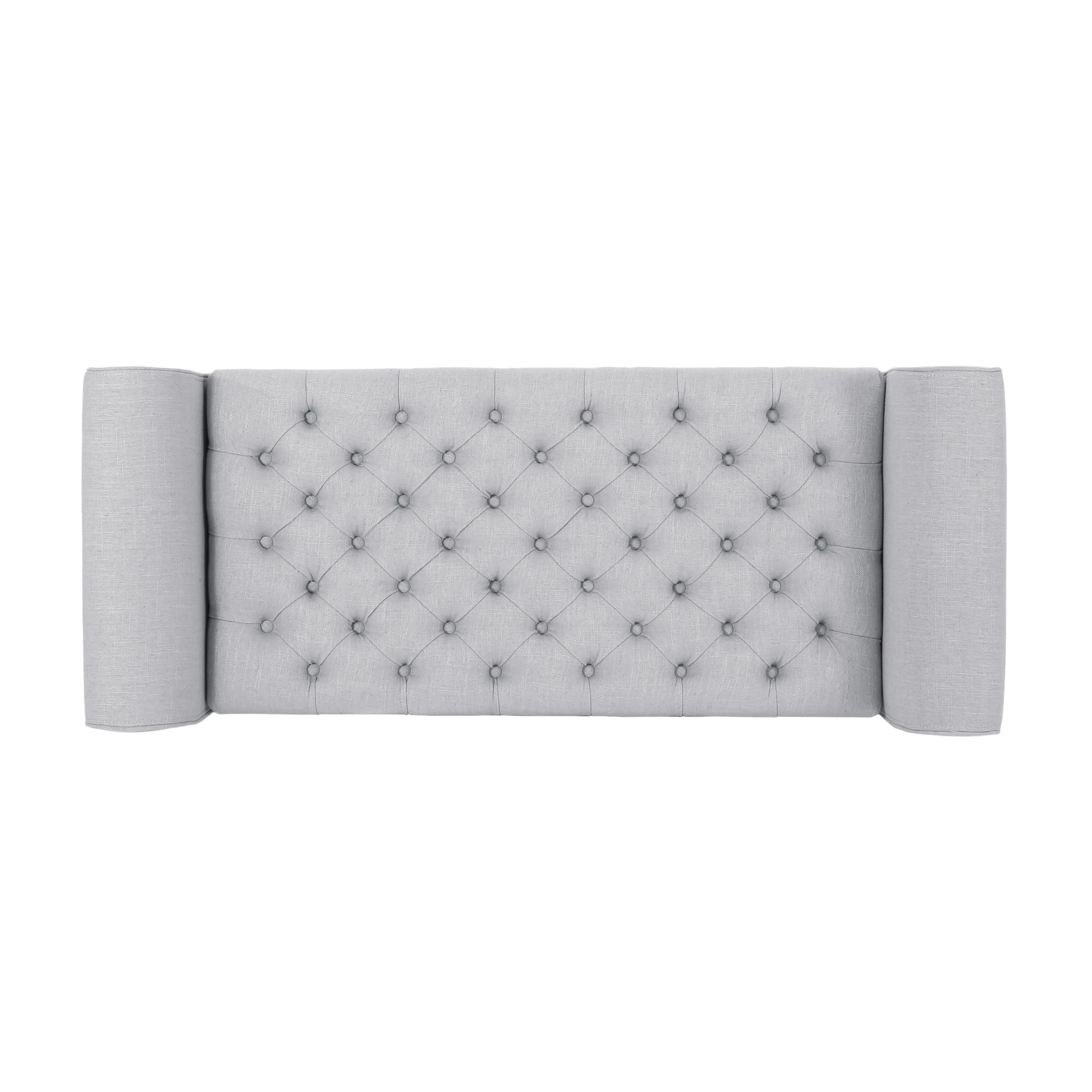 Noble House Sheffield Contemporary Rolled Arm Fabric Storage Ottoman Bench, Light Gray and Dark Brown