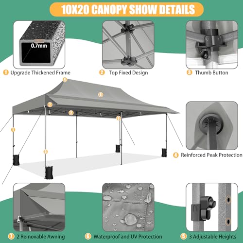 COBIZI 10x10 Pop Up Canopy Tent with Awning