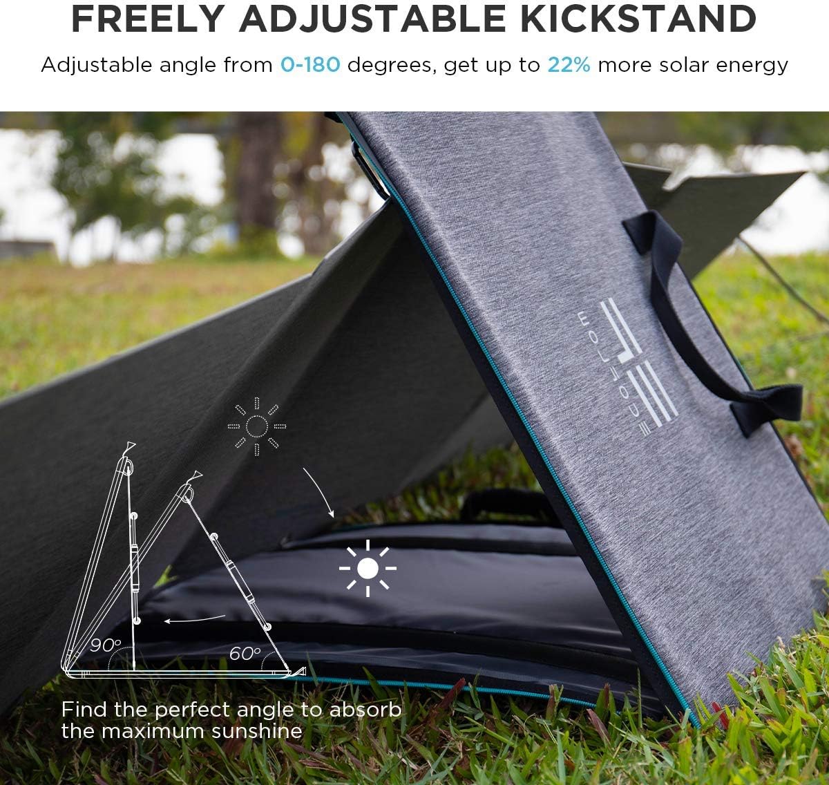 EF ECOFLOW 60W Foldable Solar Panel for Power Station, Portable Solar Charger with Adjustable Kickstand