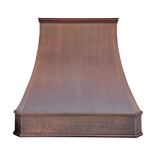 Copper Kitchen Vent Hood, Professional Stainless Steel Hood Vent, Light Hammered-Antique Copper H3C-1