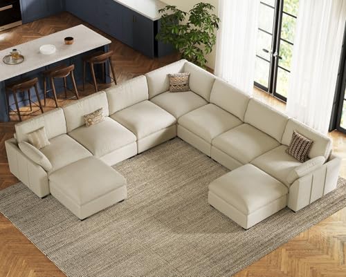 Belffin Extra Large Modular Sectional Sofa,106.3" 4-Seater L Shaped Couch,Velvet Convertible Sectional Couches for Living Room