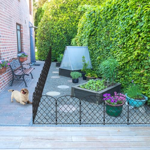 Decorative Garden Fence 30 Pack Animal Barrier Fencing 33ft (L) x 22in (H) Rustproof Metal Wire Section Edging with Plastic Stakes Dog Fence Outdoor