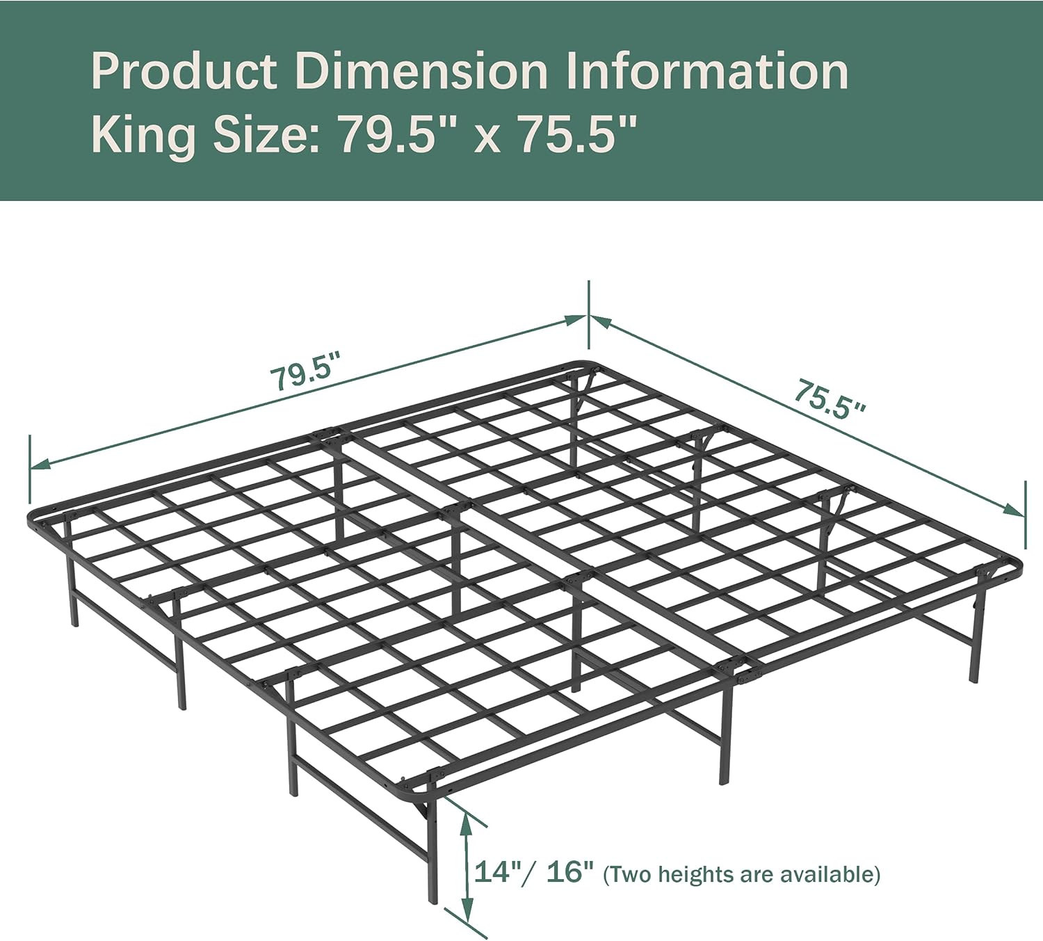 ZIYOO 16 Inch California King Platform Bed Frame Base, Mattress Foundation, Box Spring Replacement, Quiet Noise-Free