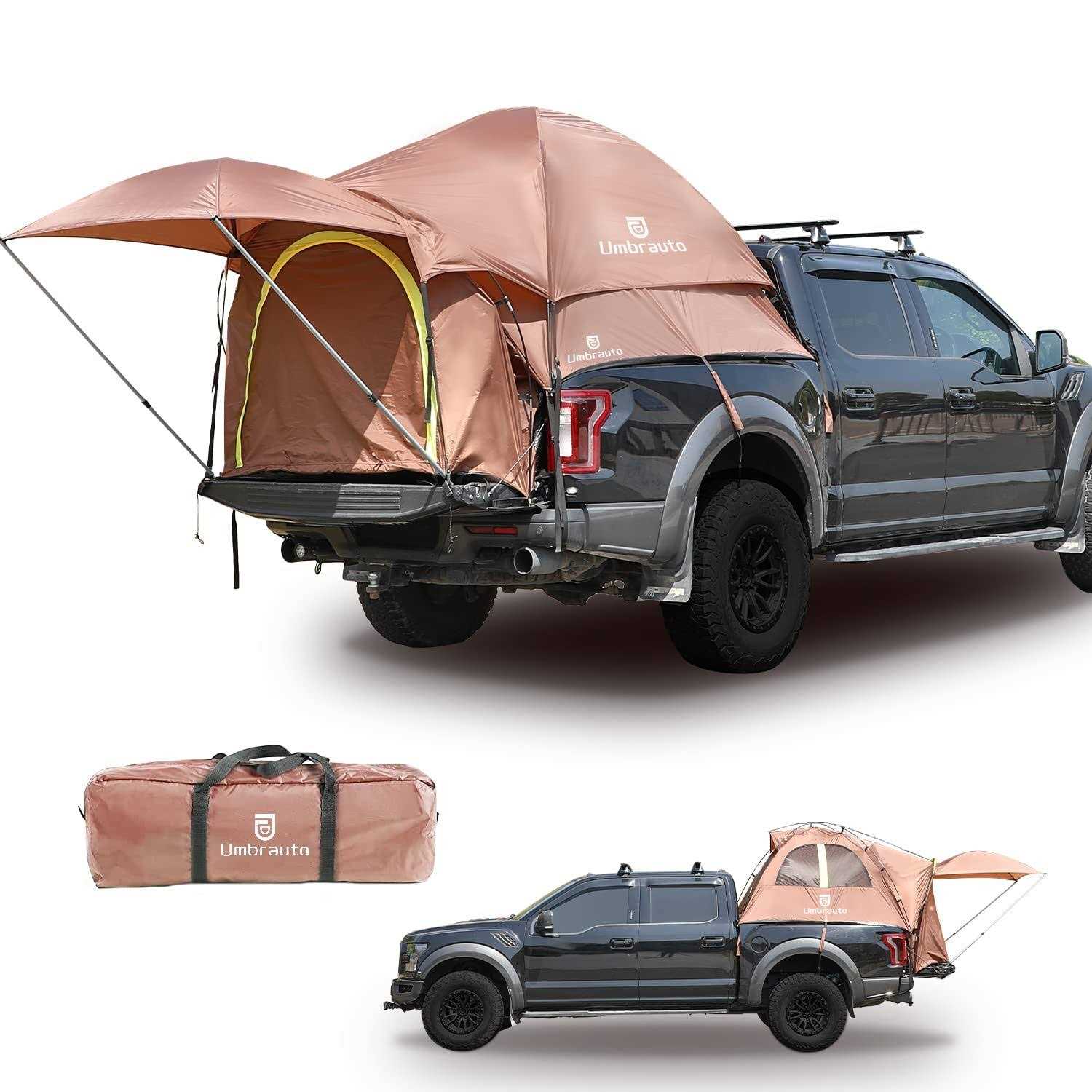 Umbrauto Truck Bed Tent Double Layer Truck Camping Waterproof for 2 Person Pickup Truck Tent with Removable Awning - Sports Supplies Online Store