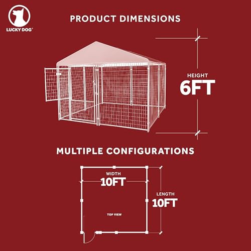 Stay Series 4 by 4 by 4.3 Feet Studio Jr. Black Powder Coat Steel Frame Outdoor Dog Kennel with Waterproof Canopy Roof and Gate Door, Khaki