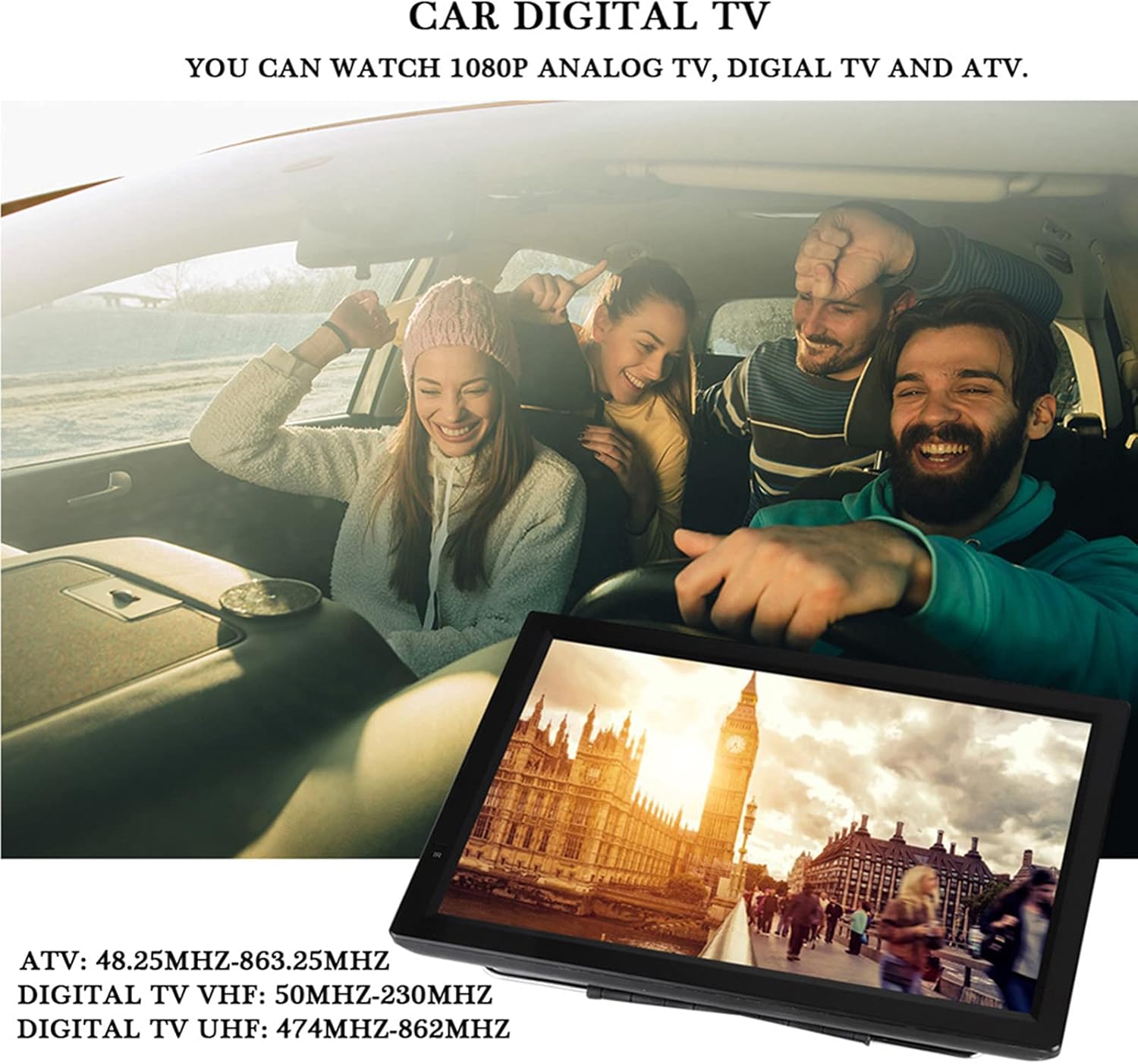 Yoidesu 14”Portable TV with ATSC Tuner,Battery Operated TV with HDMI, SD/MMC, USB, VGA, AV in/Out and Remote Control,Small Car TV for Kids,Kitchen