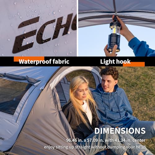 EchoSmile Camping Instant Pop Up Tent, 2/4/6/8/10 Person, Water Resistant Dome, Easy Setup for Camping Hiking and Outdoor, Portable with Carry Bag