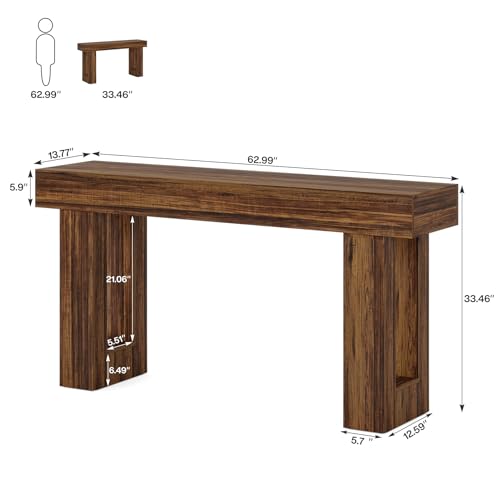 Tribesigns 63-Inch Long Console Table, Farmhouse Wooden Sofa Table Behind The Couch, Narrow Entryway Table for Entrance, Hallway