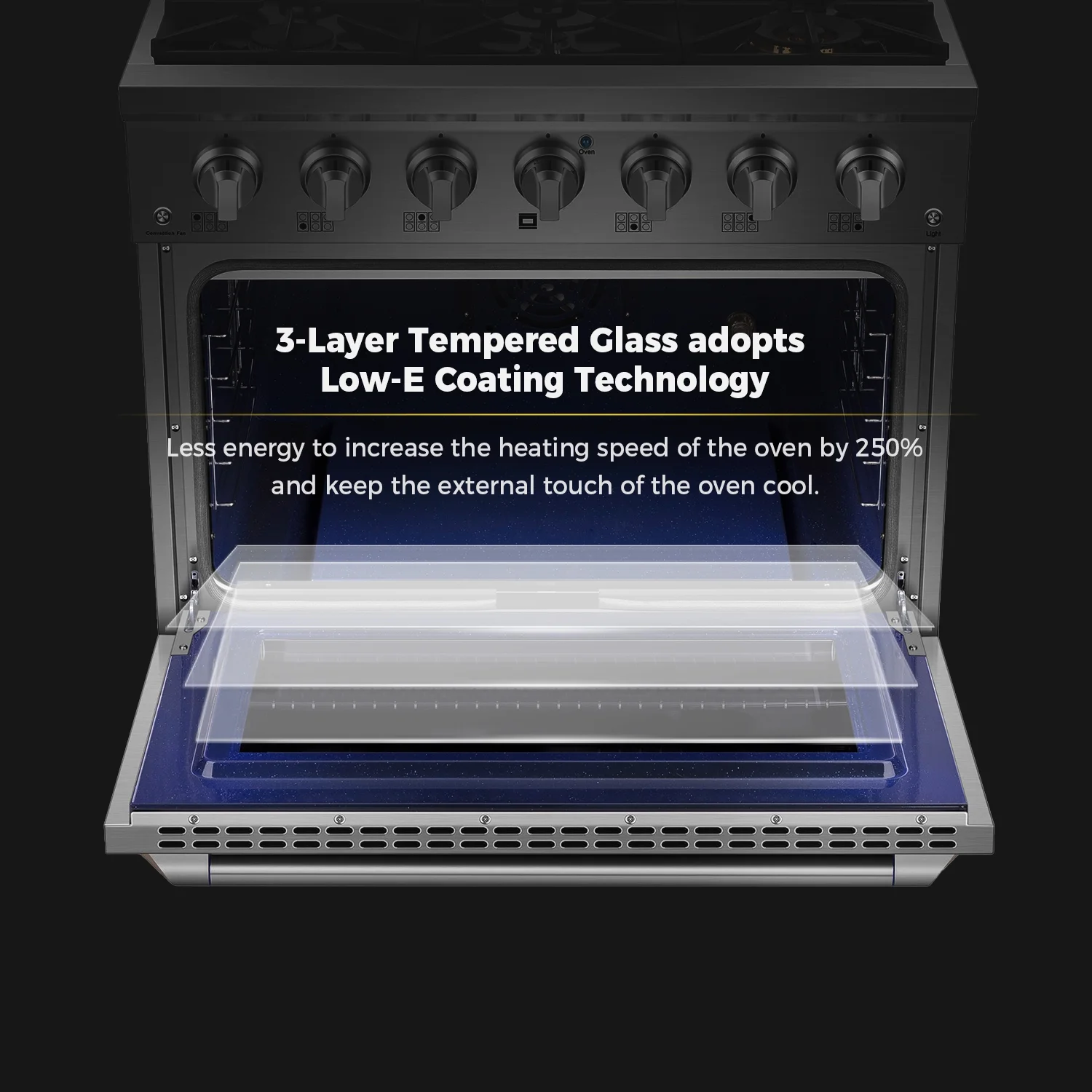 Empava 36 in. 5.2 cu. ft. Pro-Style Slide-In Single Oven Gas Range with 6 Sealed Ultra High-Low Burners