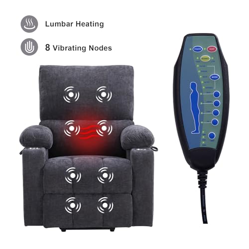 Power Lift Recliner Chair with Extended Footrest, Electric Lift Recliner Chair with Heat and Massage for Elderly, Lift Chair Cup Holders