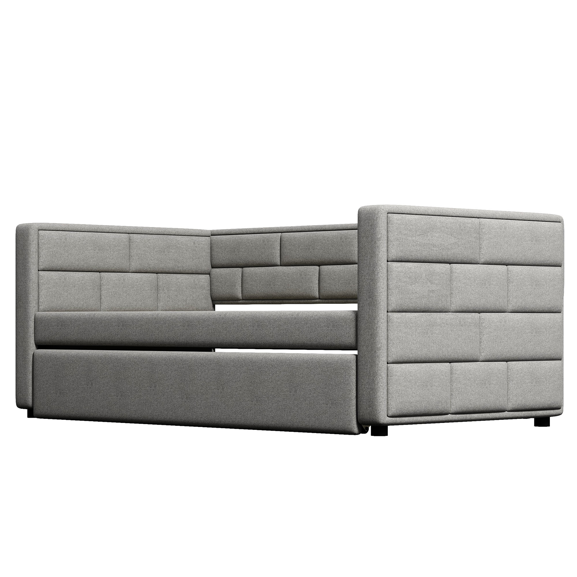 Euroco Modern Wood with Trundle Daybed, Twin, Gray
