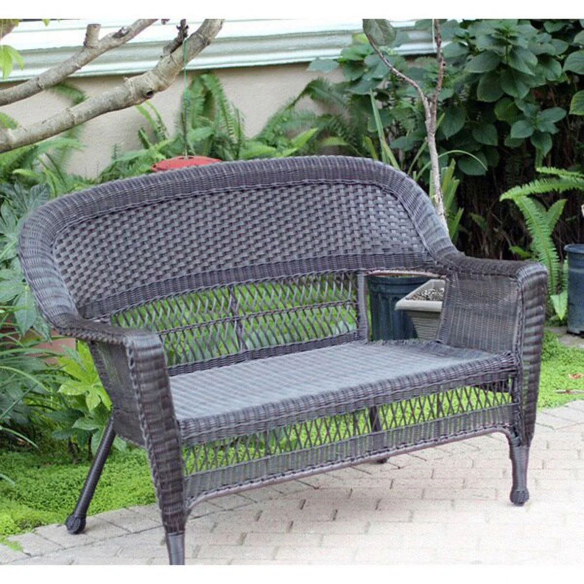 Jeco Wicker Patio Love Seat White - Radiant Selections