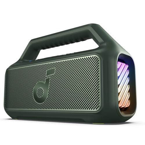 Soundcore Boom 2 by Anker, Outdoor Speaker, 80W, Subwoofer, BassUp 2.0, 24H Playtime, IPX7 Waterproof, Floatable, RGB Lights, USB-C, Custom EQ