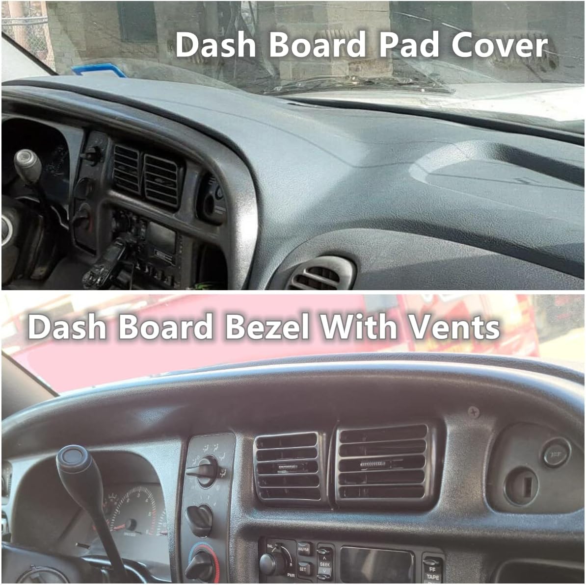 ECOTRIC Front Dash Pad Cover Overlay Dashboard Cap Compatible with 1998-2001 Dodge Ram Trucks Gray Molded Dash Bezel Protector