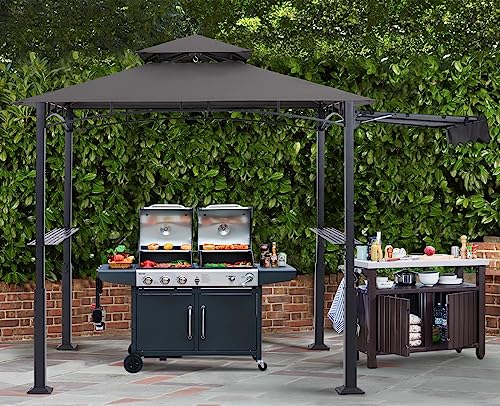 ABCCANOPY 8x5 Grill Gazebo - Outdoor BBQ Canopy Shelter with Led Light for Patio Backyard Grilling (Dark Gray)