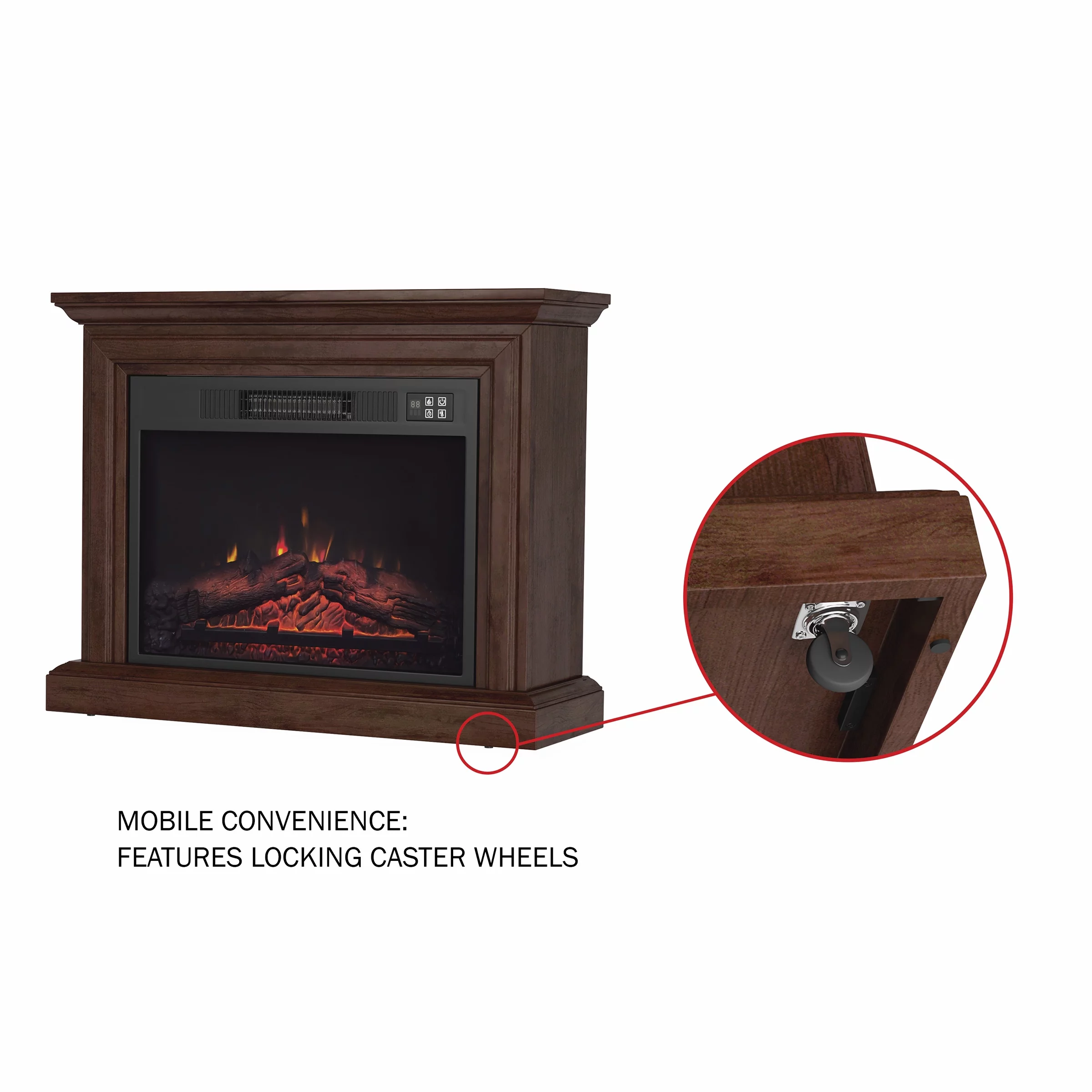 Northwest Mobile Electric Fireplace with Mantel and Remote Control (Brown)