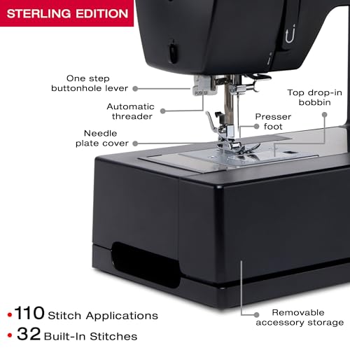 SINGER® Sterling Edition Heavy Duty 4432 Sewing Machine with Accessory Kit | Strong Motor with Enhanced Piercing Power, 110 Stitch Applications