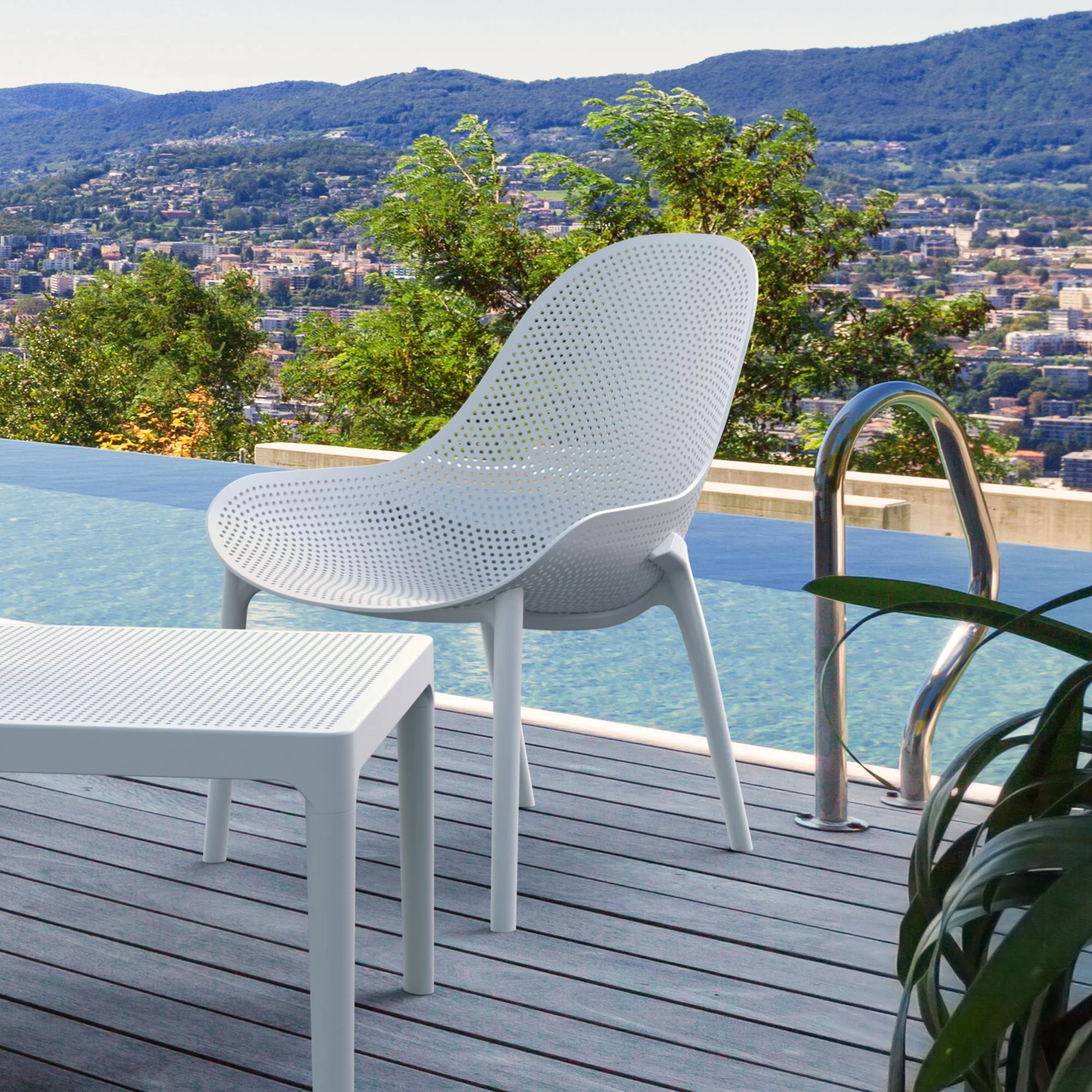 Luxury Commercial Living 32.75" White Solid Patio Lounge Chair