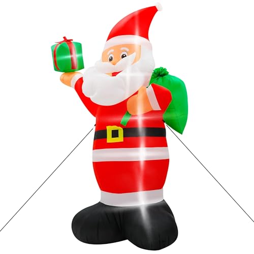15FT Christmas Inflatables, Giant Inflatable Santa Claus Holding Gift Bags, Blow Up Christmas Santa Claus with 8pcs LED