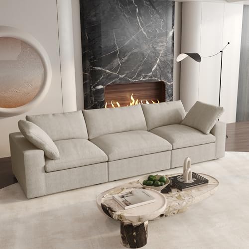160.6" Cloud Couch Modular Sectional Sofa for Livingroom,Oversized Convertible Sofa with Storage Ottomans,6 Seat Wide Couches