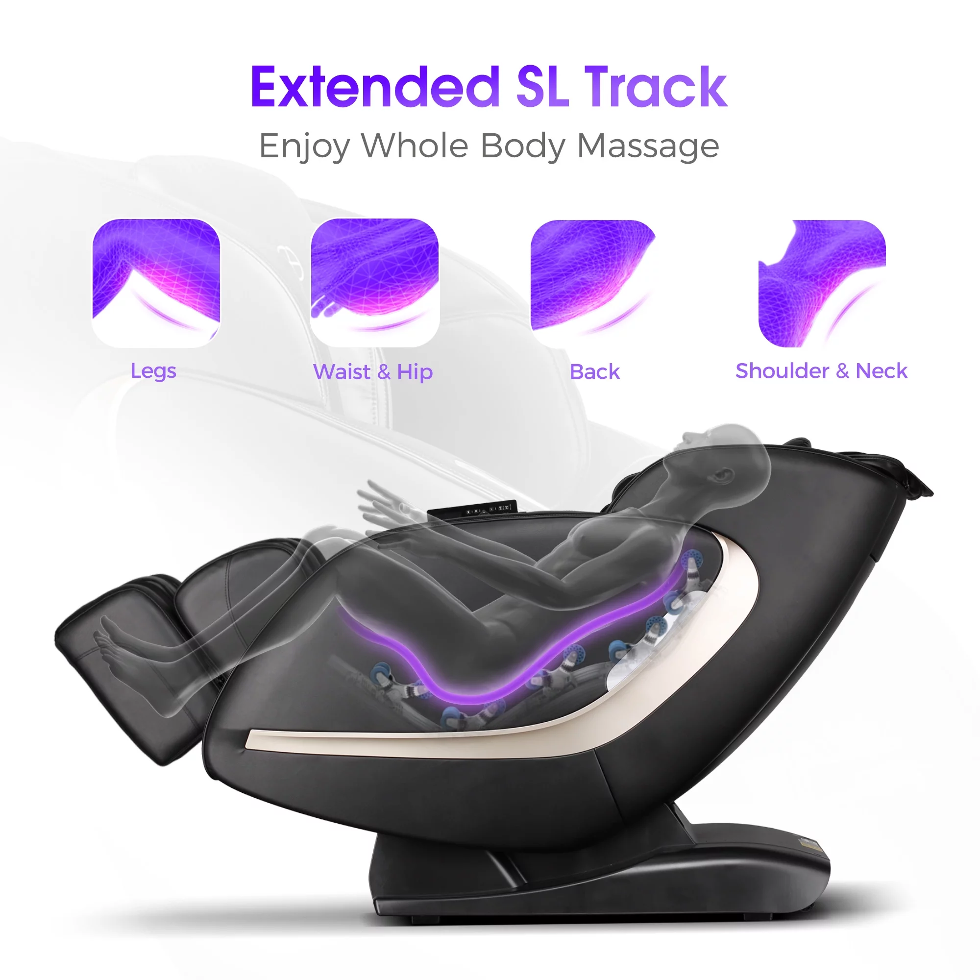 Easpearl 2024 4D Full Body Massage Chair Zero Gravity Shiatsu Recliner with Heat Thai Stretch Black