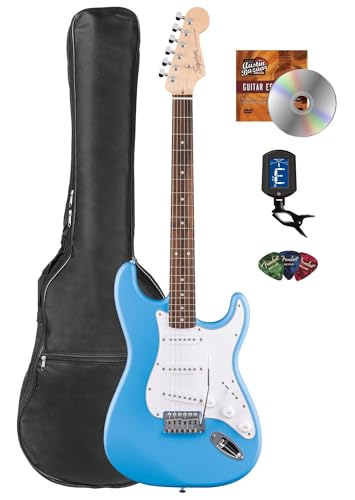 Fender Squier Stratocaster - Torino Red Bundle with Amplifier, Gig Bag, Strap, Instrument Cable, Picks, and Austin Bazaar Instructional DVD