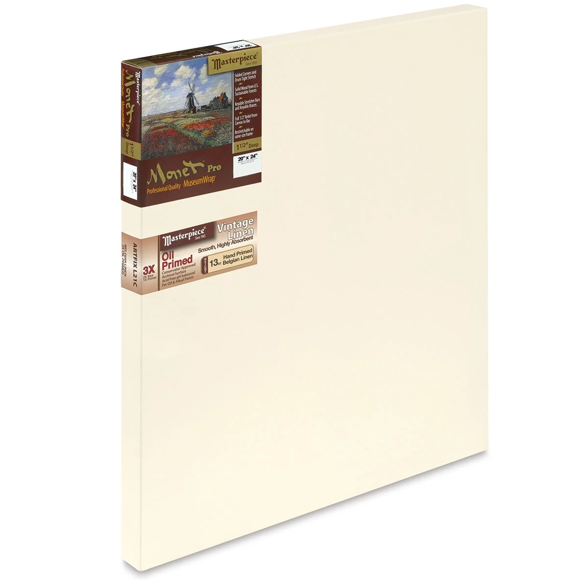 Masterpiece Monet Pro Linen Canvas - 20" x 24", Oil Primed