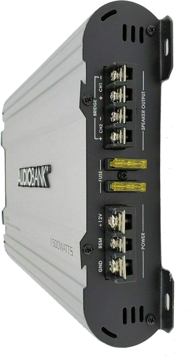 Audiobank 2 Channels 1500 WATTS Bridgedable Car Audio Stereo Amplifier P1502- Remote Turn-On/Turn-Off Circuit - Perfect for Motorcycle, RV, ATV, Car