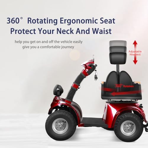 Heavy Duty 4 Wheels Mobility Scooter, All Terrain Electric Mobility Scooters for Seniors and Adults, 1000W Motor, Fat Tire