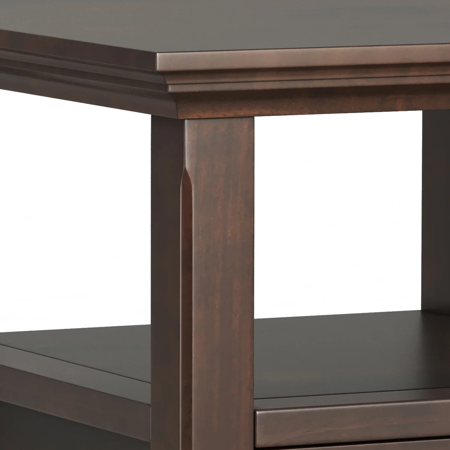 Simpli Home Acadian SOLID WOOD 19 inch Wide Square Transitional End Table with Drawer in Brunette Brown