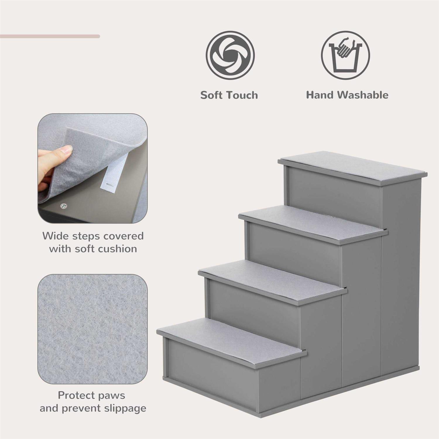 PawHut Pet Stairs, Small Pet Steps with Cushioned Removable Covering for Dogs and Cats Up to 22 Lbs - Pet Supplies online store