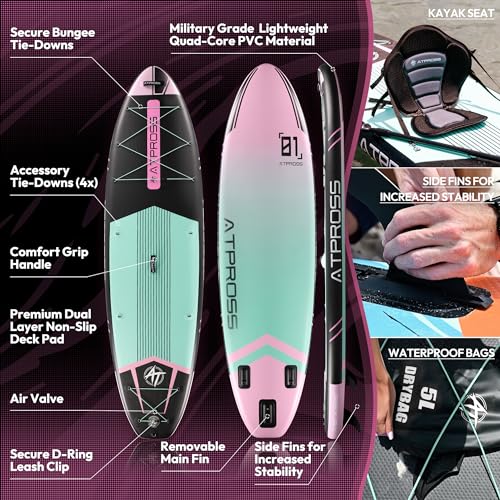 11'6"x35" Inflatable Paddle Board, 450lbs Extra Wide Stand Up Paddleboard for Adults with Premium SUP Accessories Kit & Backpack