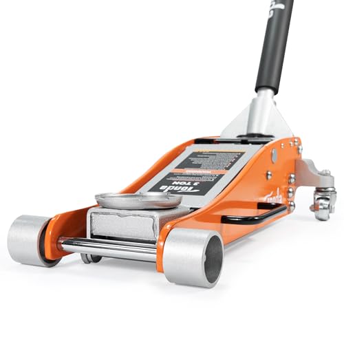 TONDA Floor Jack, 3 Ton Aluminum and Steel Low Profile Hydraulic Car Jack with Dual Pump System, Rapid Lift, Orange